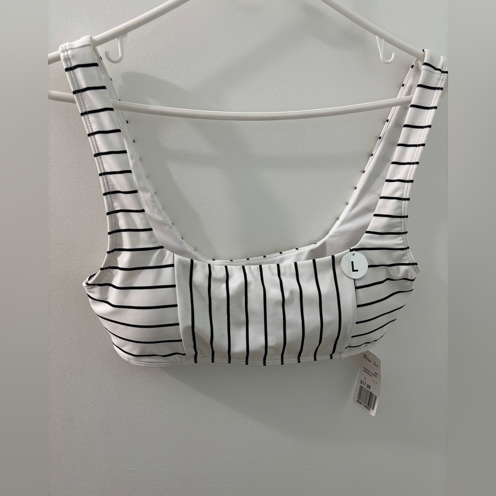 Forever 21 Black and White Striped Bikini Top